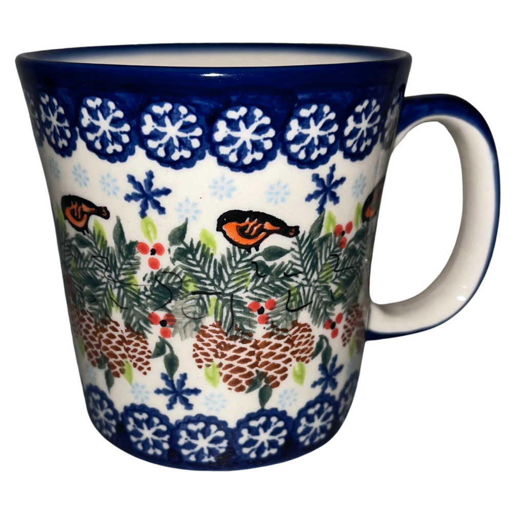 kalich polish pottery 14 oz jan mug winter red robin unikat